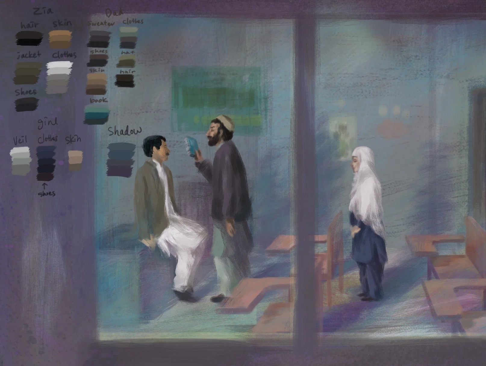 Grown up and running his own school, Ziauddin listens as a father complains about him teaching his daughter — He Named Me Malala.