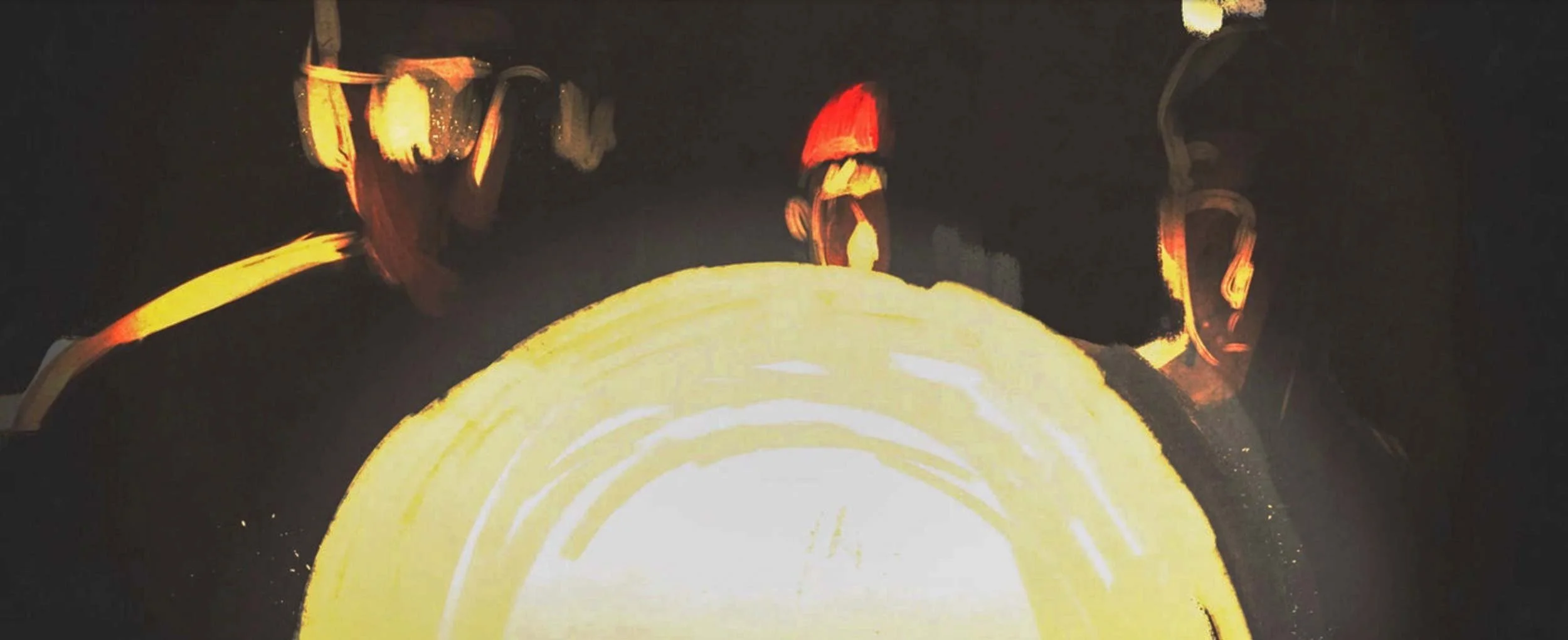Kailash and the men search the dark kiln by flashlight — The Price of Free.