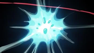 Color script: a cyan burst of light glows against black — The Possibilities of Regeneration, Kiss the Ground.