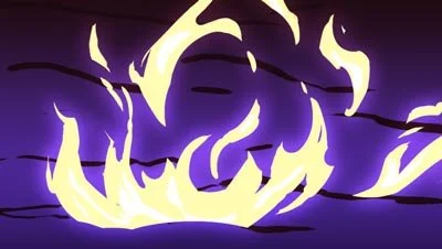 Color script: pale flames burn against deep violet — The Possibilities of Regeneration, Kiss the Ground.