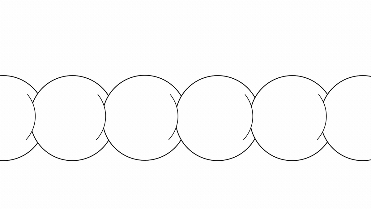 A line-drawn motion test of large circles rolling in a row — The Next Thing You Eat, Hulu.