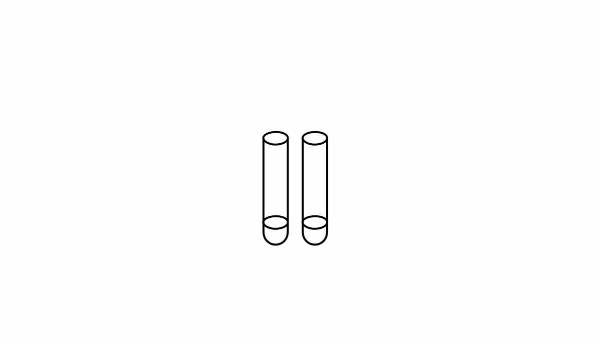 A line-drawn motion test of two test tubes on white — The Next Thing You Eat, Hulu.