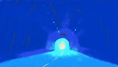 A small light glows at the far end of the tunnel — Watch the Sound, Apple TV+.