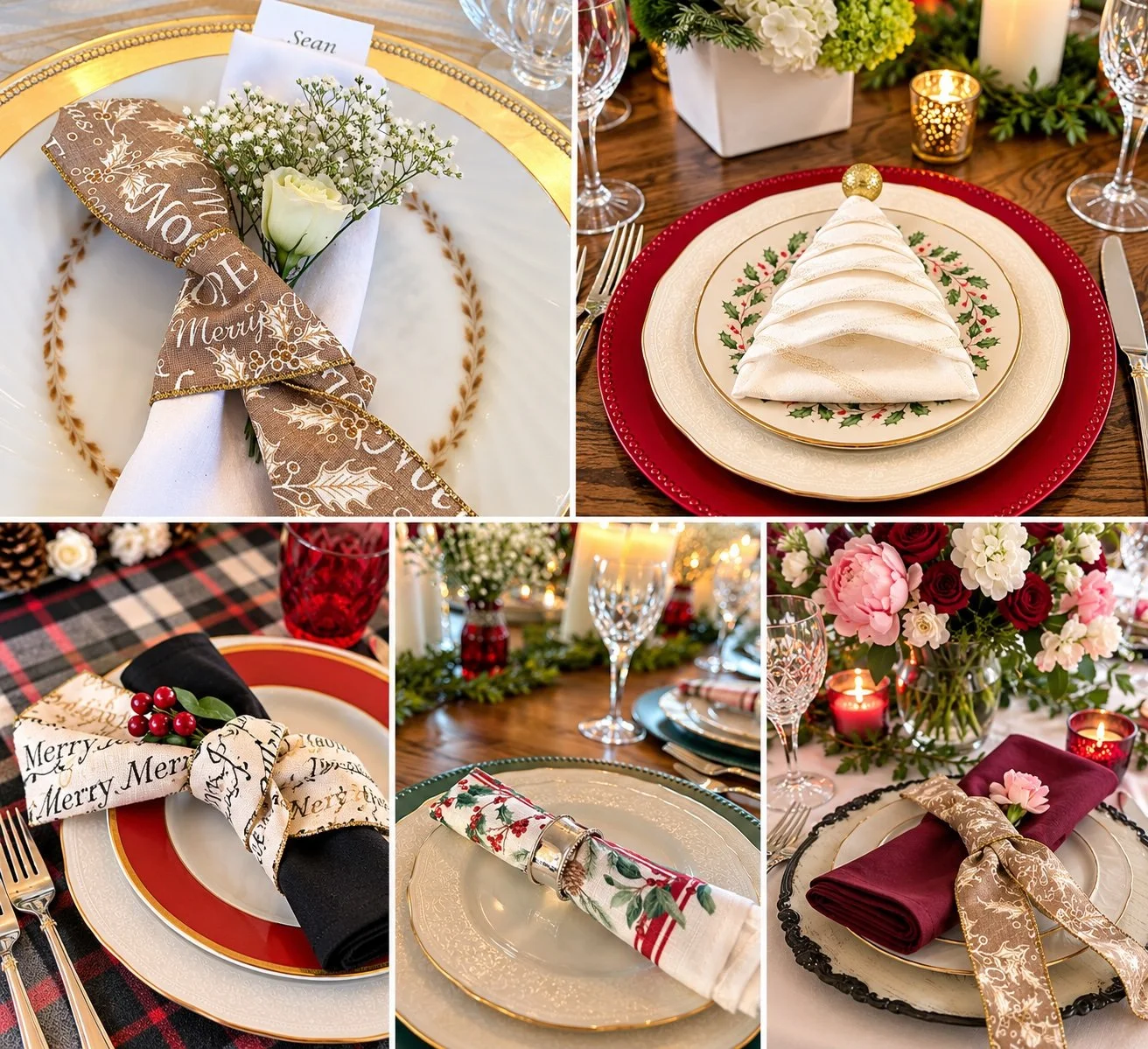 Christmas napkin and plate ideas