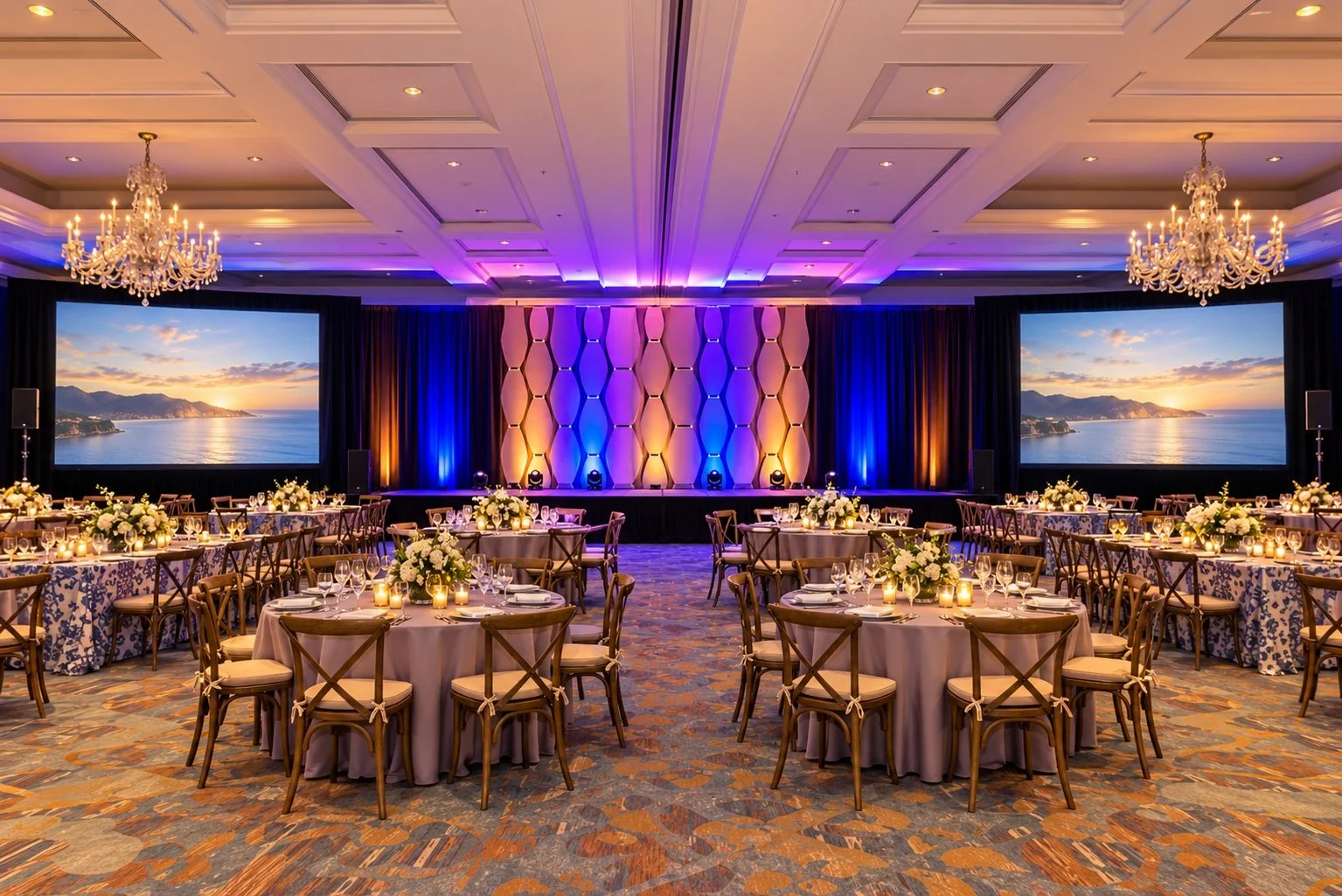 Mix it up! Awards Set with both communal and round tables 