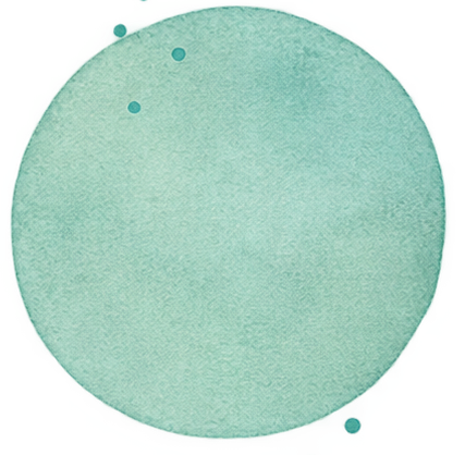 A close-up image of a single, round, greenish petri dish with a few small, dark bacterial colonies growing inside.