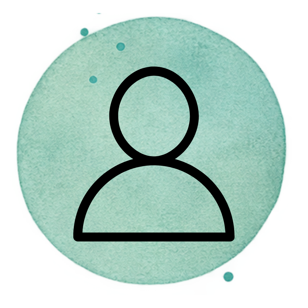 Icon of a person on a light green background, representing a user profile or account.