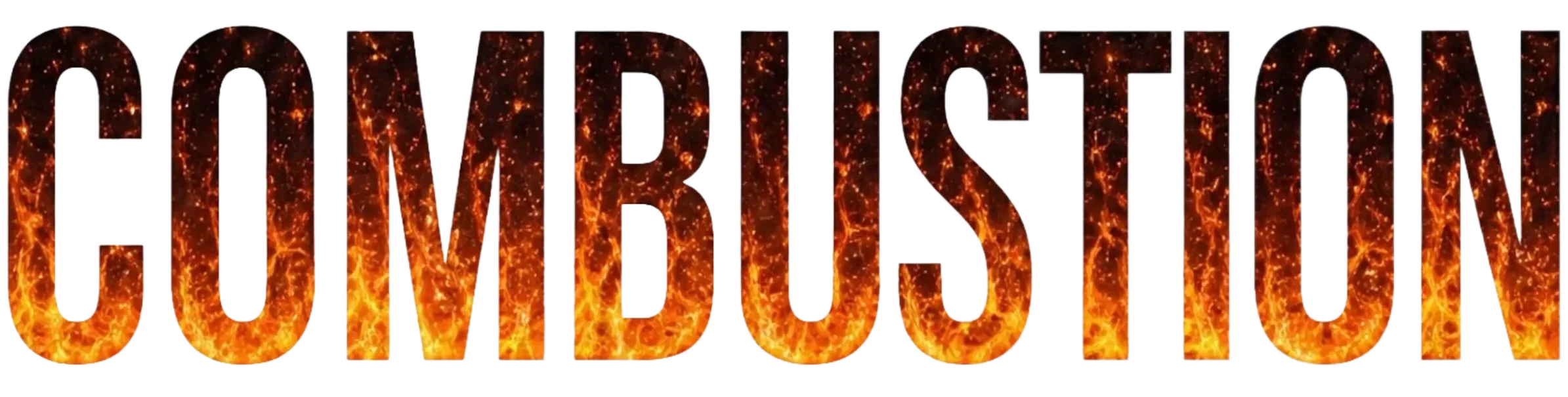 "Combustion" block text containing flames.