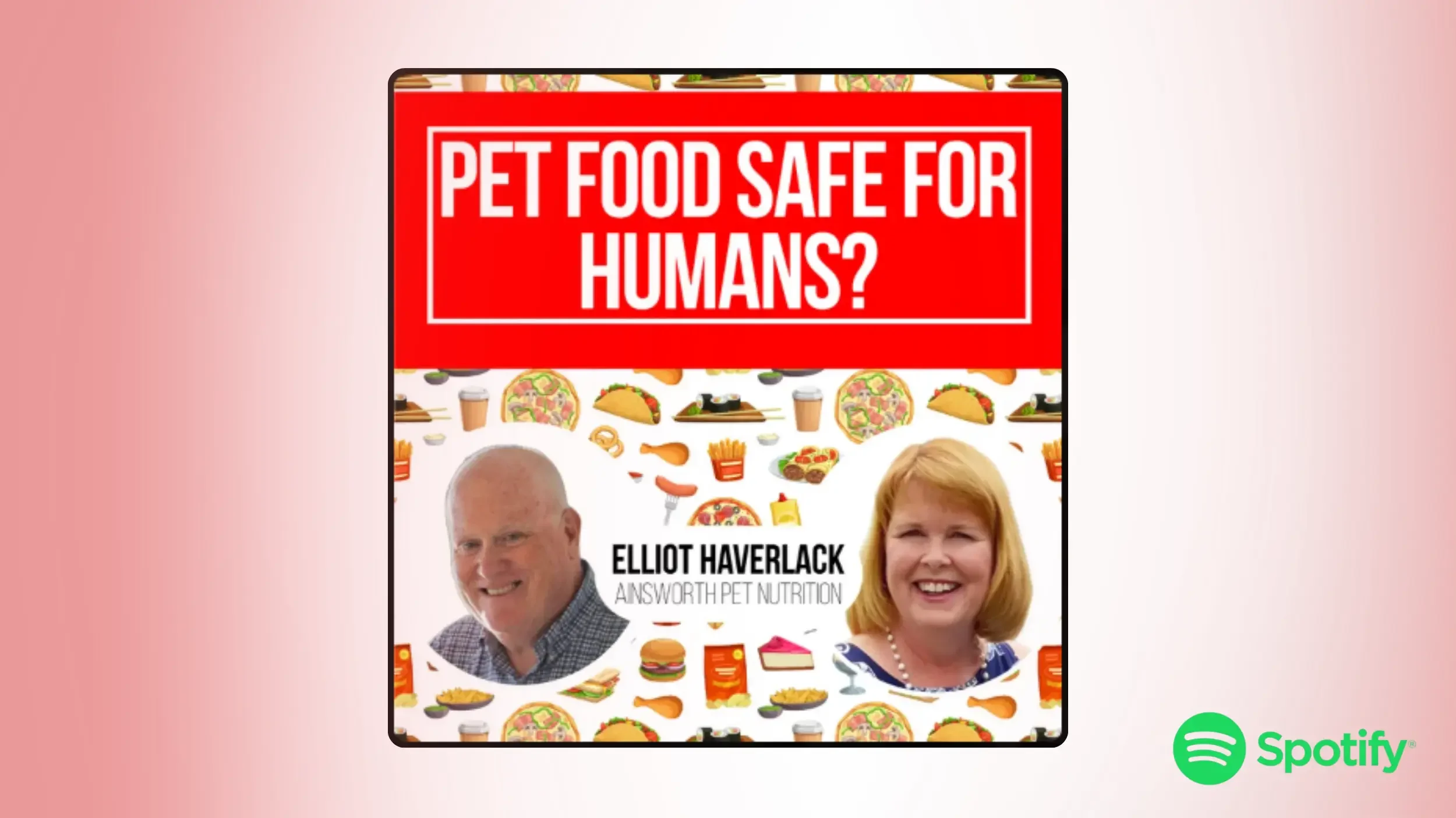 An image of the Food Industry Insider Podcast cover from Spotify. A spotify logo is overlayed. Click to watch Elliott Haverlack's Interview.