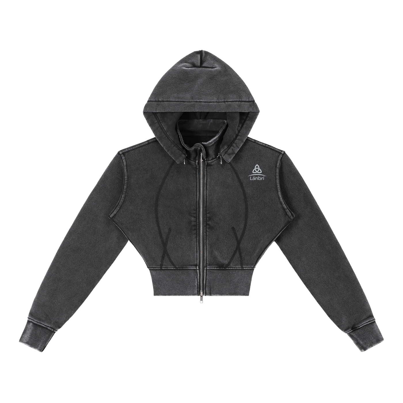 Lánbrí  Vintage Washed Cropped Fleece Hoodie