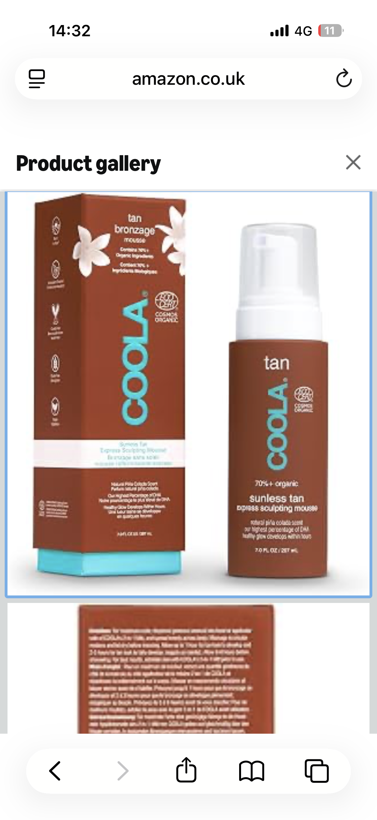 COOLA Organic Sunless Tan Sculpting Mousse (7 fl oz) RRP 47