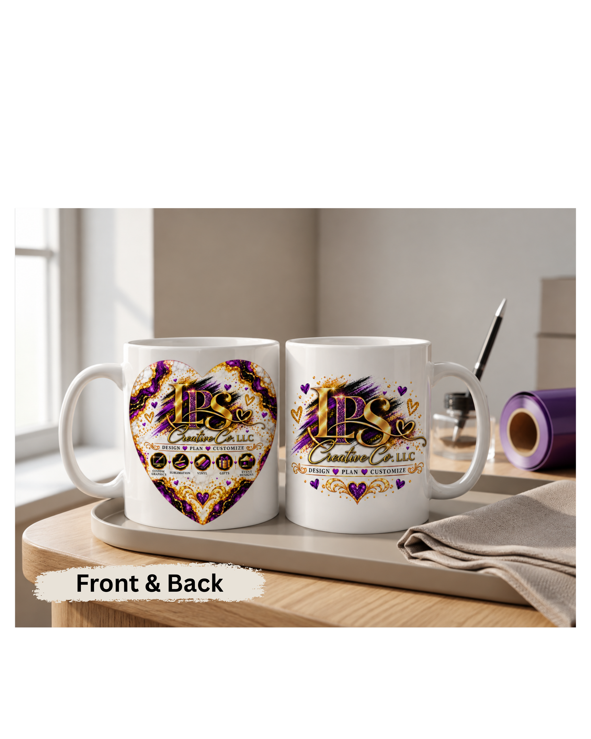 Front and Back (two different images, one on the front and one on the back)