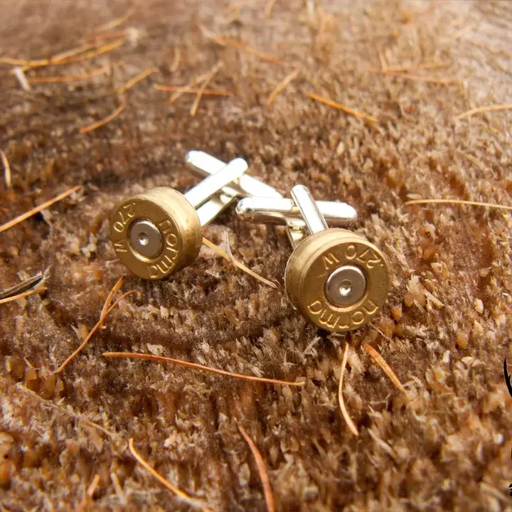 HANDMADE SILVER PLATED BULLET CUFFLINKS