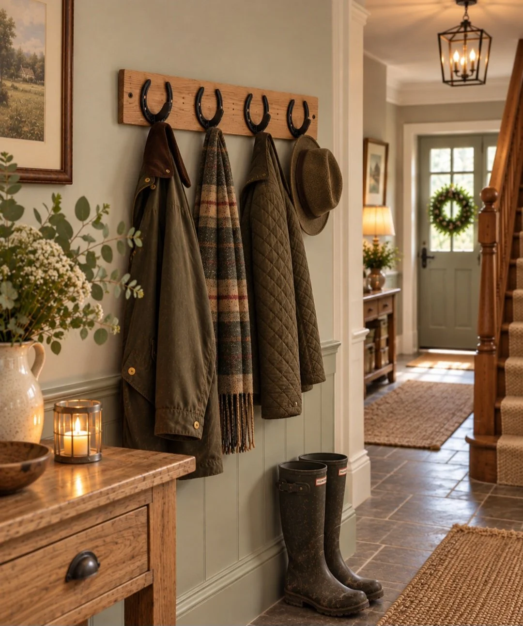 SOLID OAK & HORSESHOES COAT RACK (PRE-ORDER)