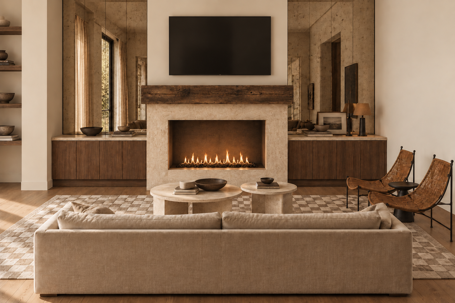 Sala cálida con chimenea y TV.png