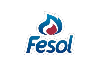 Logotipo de Fesol con llama estilizada en tonos azules y rojos.