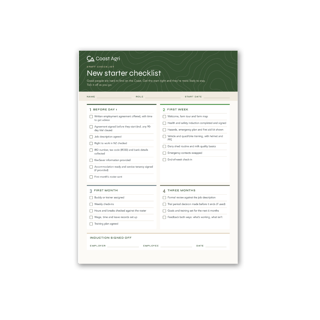 Farm New Staff Checklist 