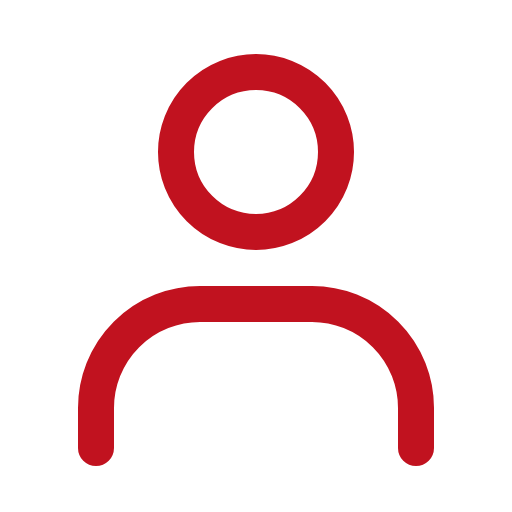 Red minimalist user profile icon on a black background