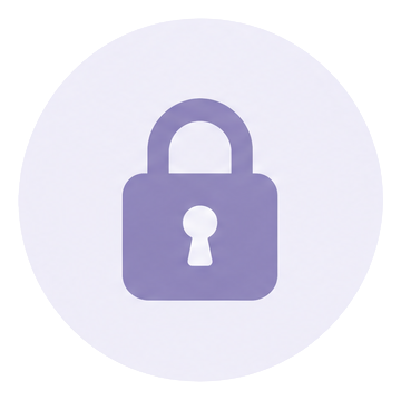 Padlock icon in purple color on a white background.