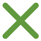 Green X symbol on a black background