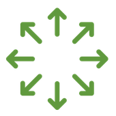 Green arrows pointing outward in all directions, forming a circular pattern.
