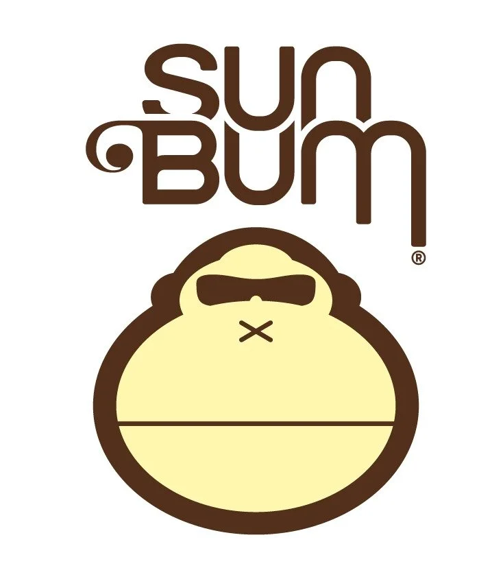 Sun Bum logo featuring a cartoon monkey wearing sunglasses above the brand name.