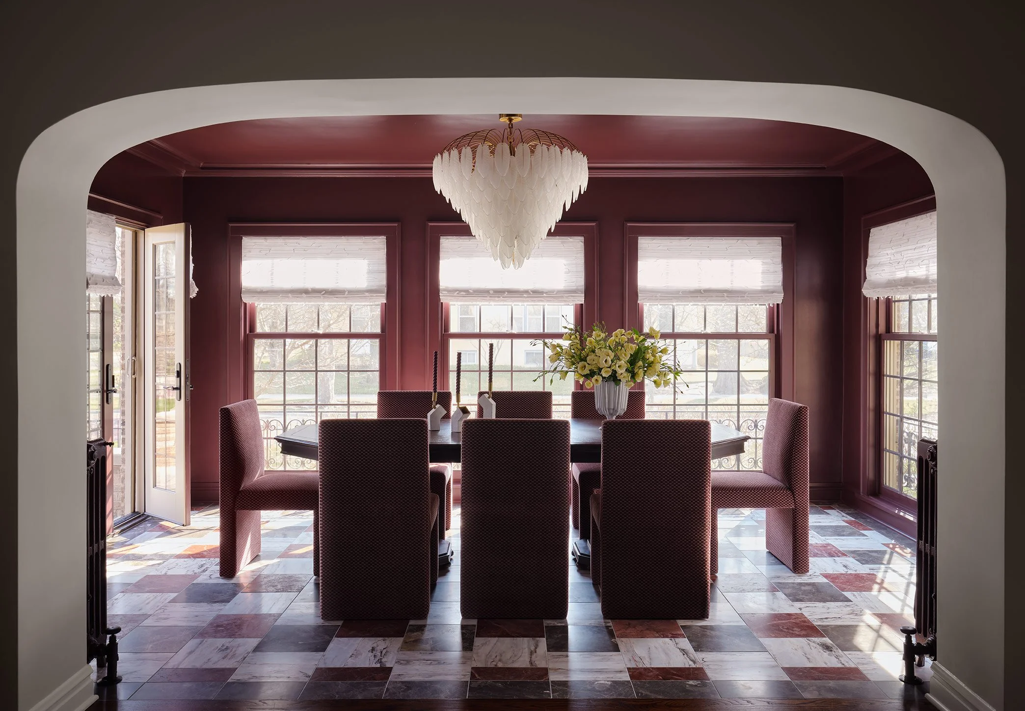 Mondi, Luxury, Dining Room, Chicago, Illinois, Denver, Colorado, Luxury Residential Interior Design, Luxury Interior Design Firm, Renovation, Moody, Color Drenching, Statement Lighting, Formal Dining Room