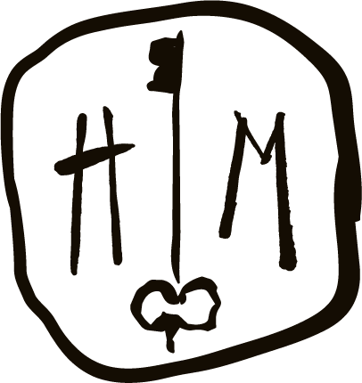 A black logo of a Key, the letters H and M, surrounded by a circle. House of Mondi in Chicago and Denver