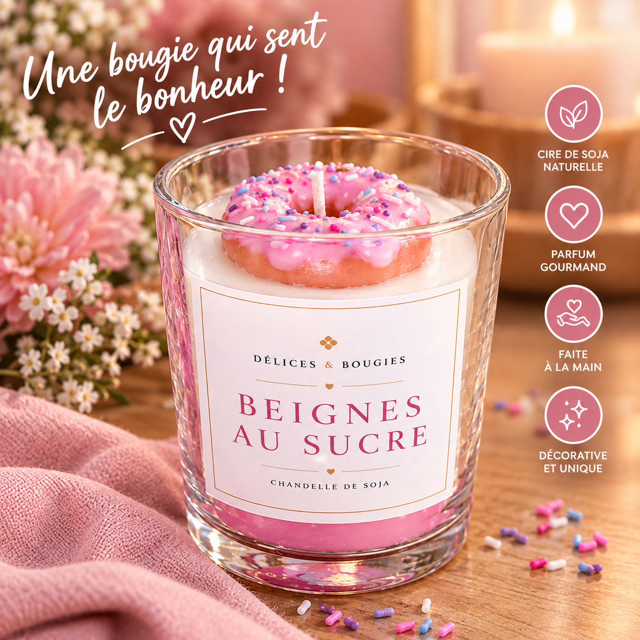 Bougie Beigne au sucre