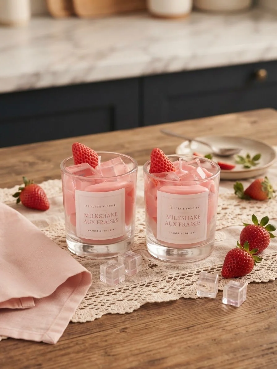 Bougie Milkshake aux fraises