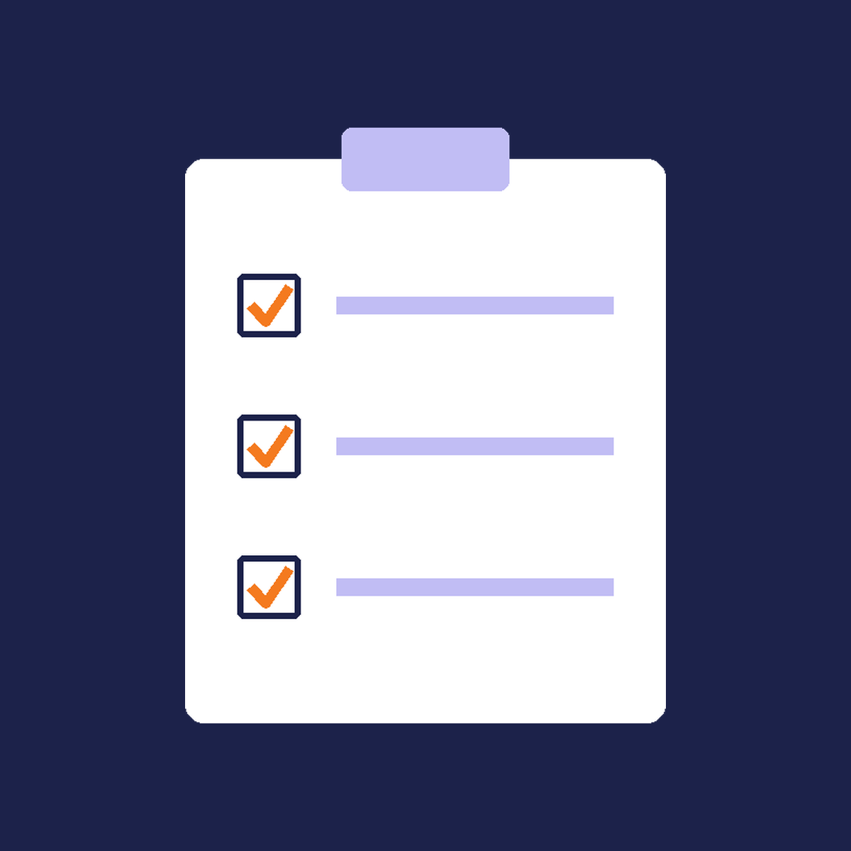A clipboard with three answered questions