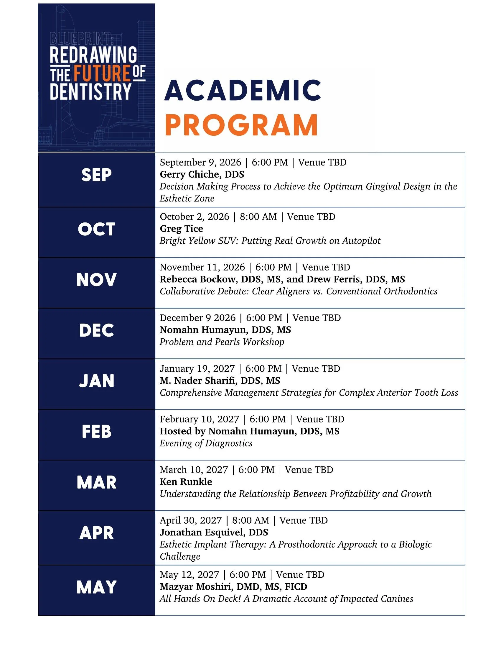 Princeton Seattle Study Club 2026–2027 academic program calendar, listing sessions from September 2026 through May 2027