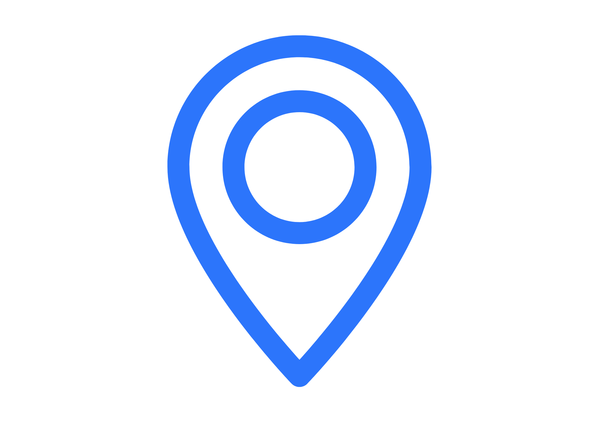 Blue location pin icon on a black background.