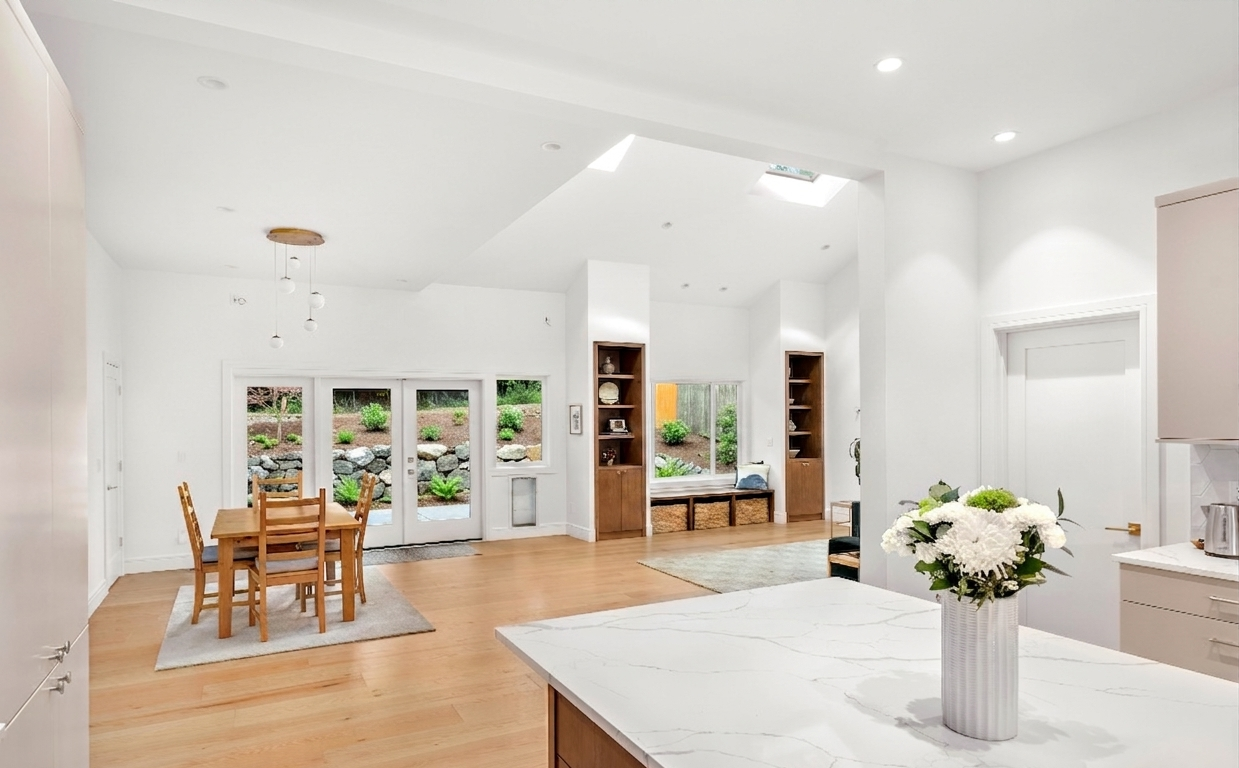 Shoreline Addition kitchen and living room interior.
