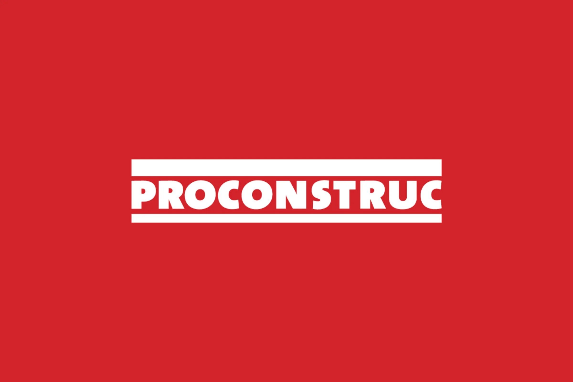 The ProConstruc logo in white on the brand red