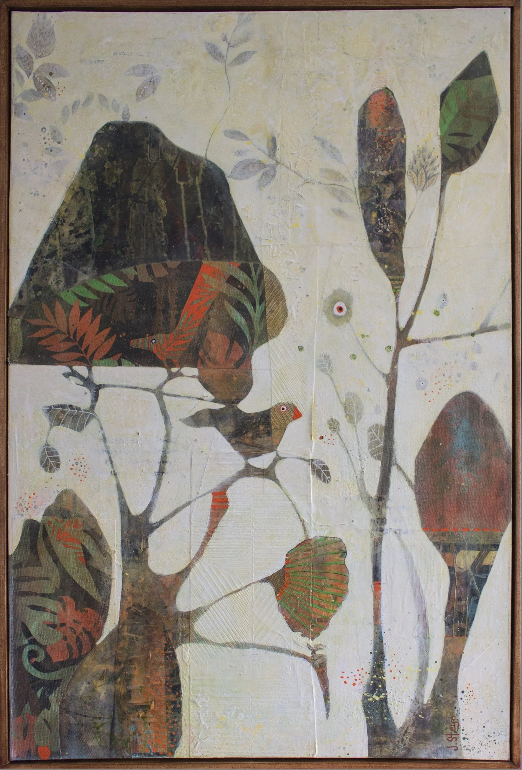 beneath-the-canopy-by-jackie-steyn-mixed-media-painting-on-canvas-in-wood-frame-64cm-x-94cm-nature-landscape-with-birds-trees-and-plants-in-abstracted-form.jpeg