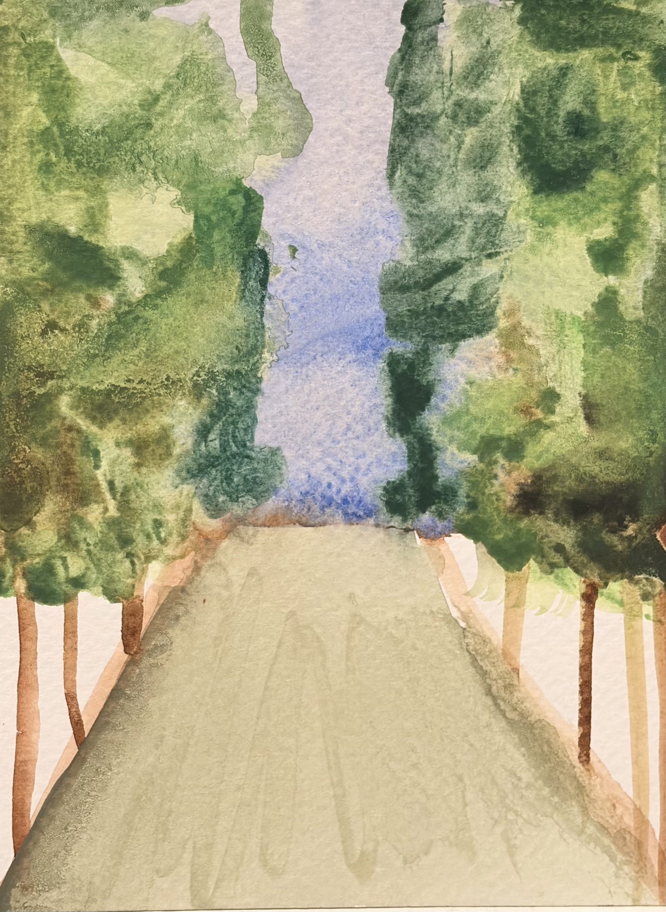 watercolor doodle of east texas going down that road....