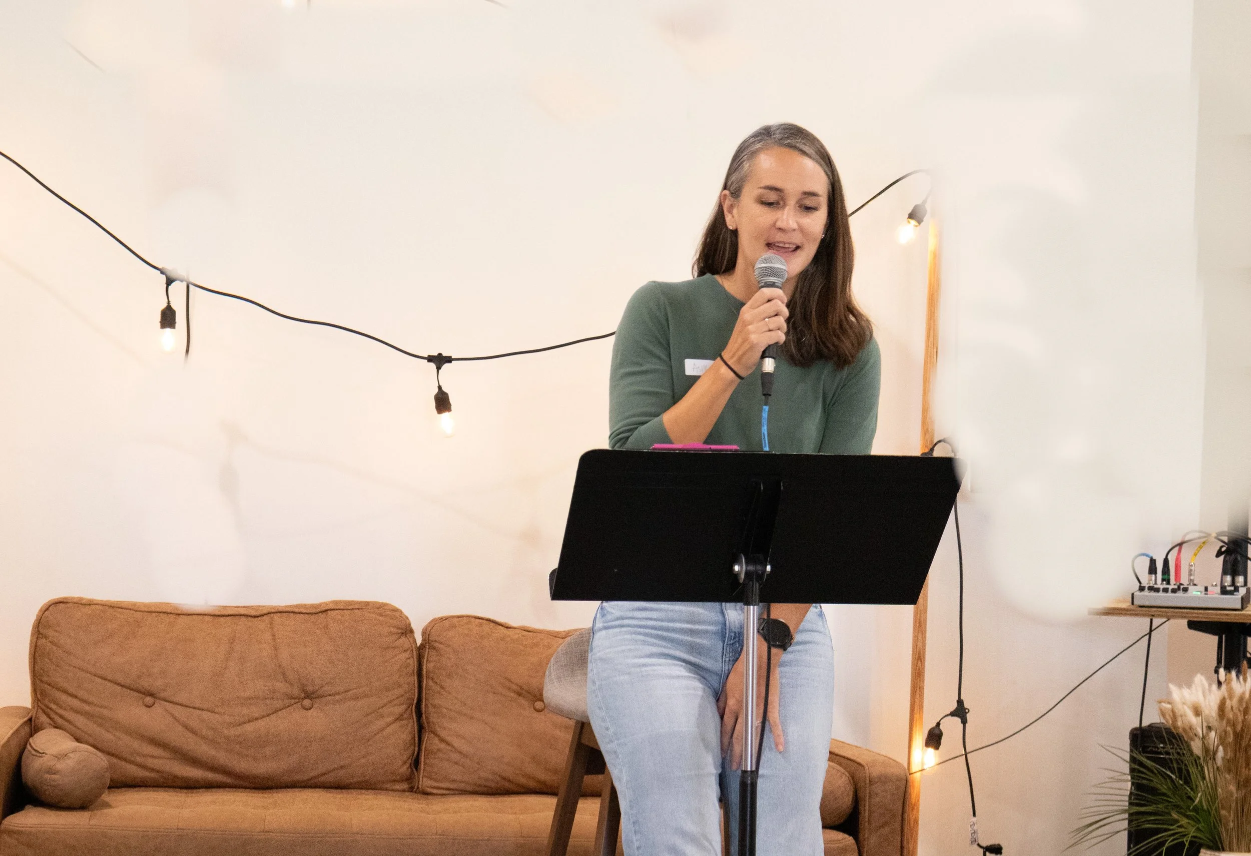 Ashley Volk teaching at a gathering