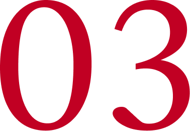 Close-up of the number '03' in large black and red font.