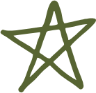 A green, outlined, five-pointed star