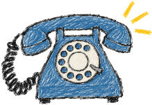 Drawing of a blue rotary phone.
