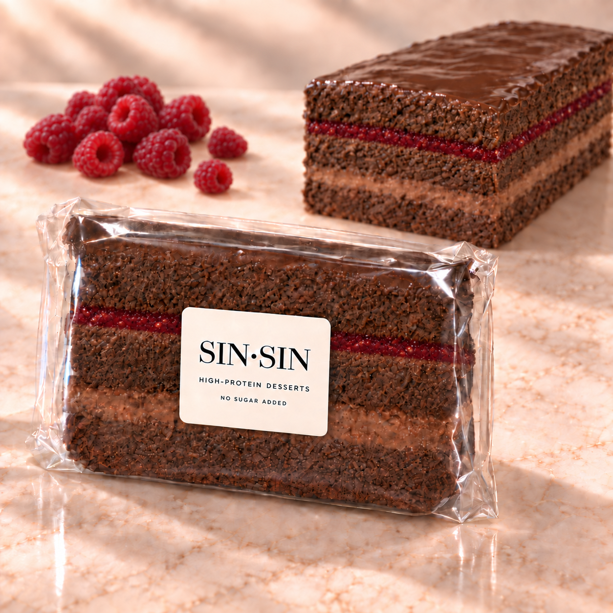 Chocolate Raspberry Layer Protein Cake