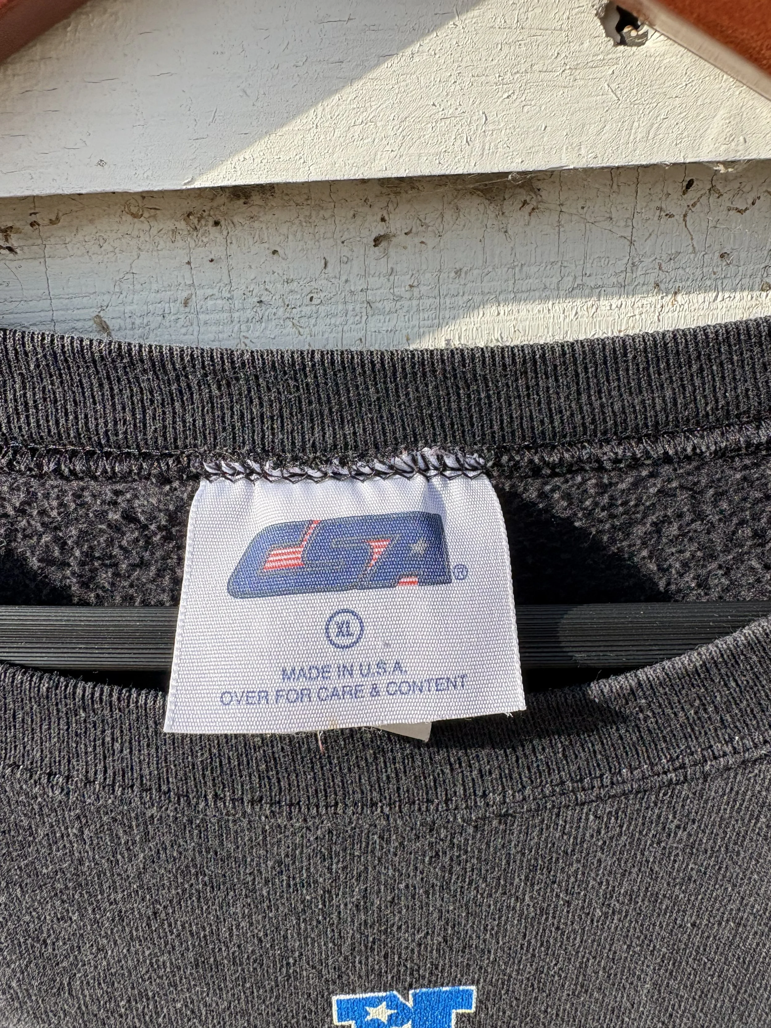 Mens Black Lightening Sweatshirt Close up of label.jpeg