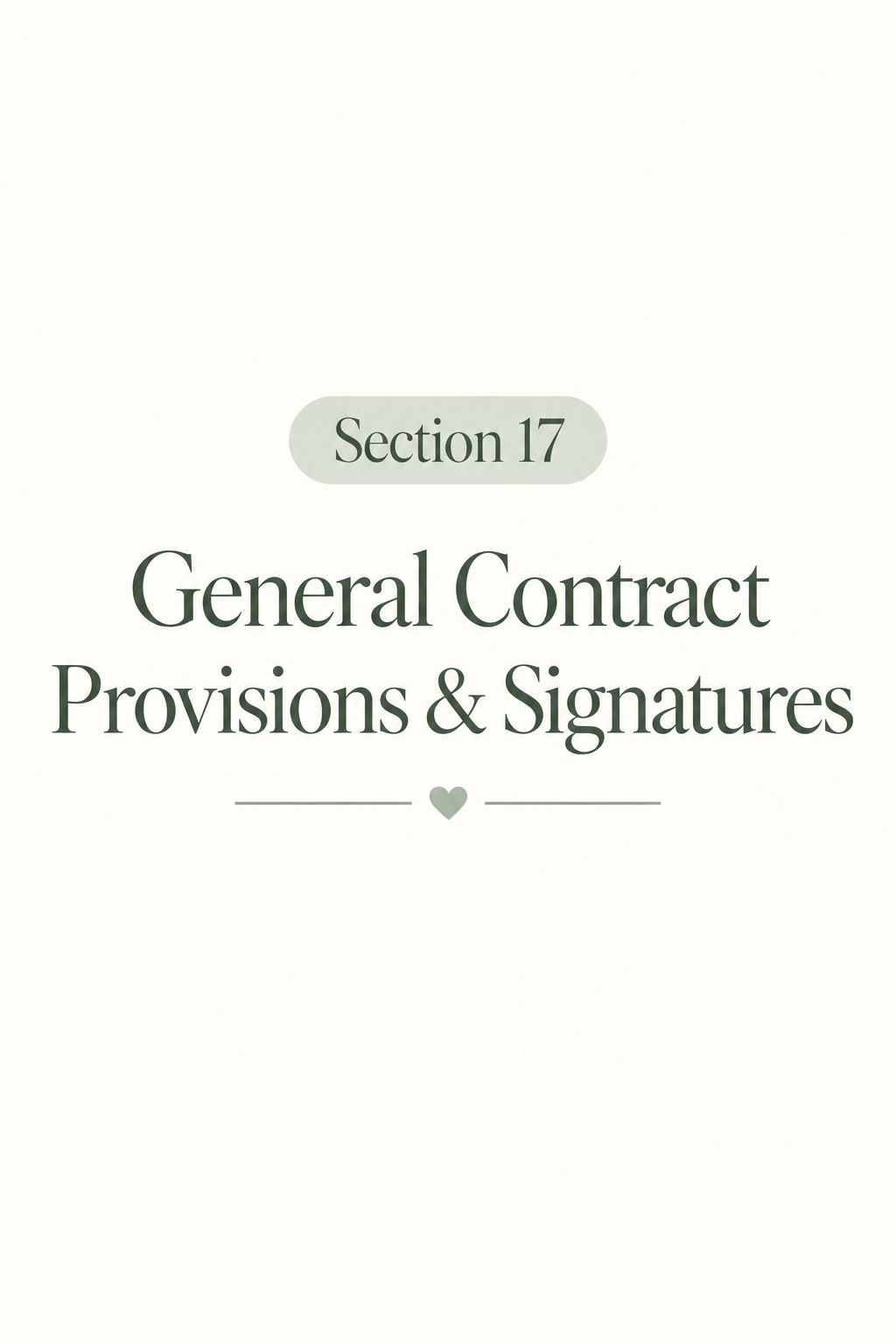 General Contract Provisions & Signatures