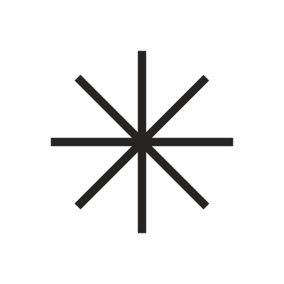 A black background with a symmetrical geometric starburst pattern in light gray.