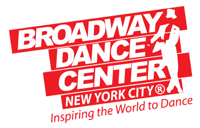 Broadway Dance Center logo with a silhouette of a dancer and the text "Broadway Dance Center New York City® Inspiring the World to Dance"