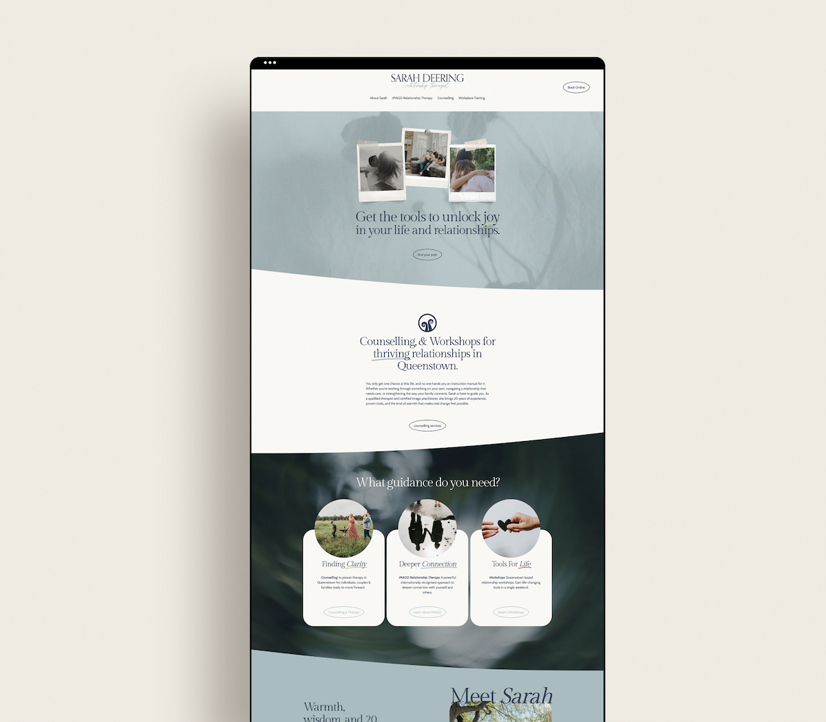 Sarah Deering Relationship therapists website designed by Kindred by Courtney.