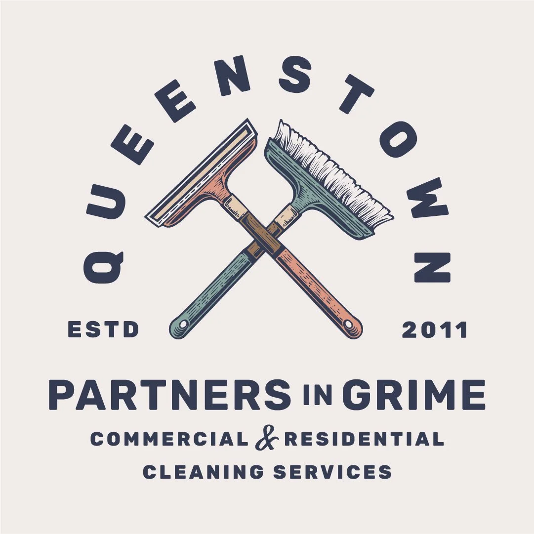 The Partners in Grime Queenstown logo designed by Kindred by Courtney.