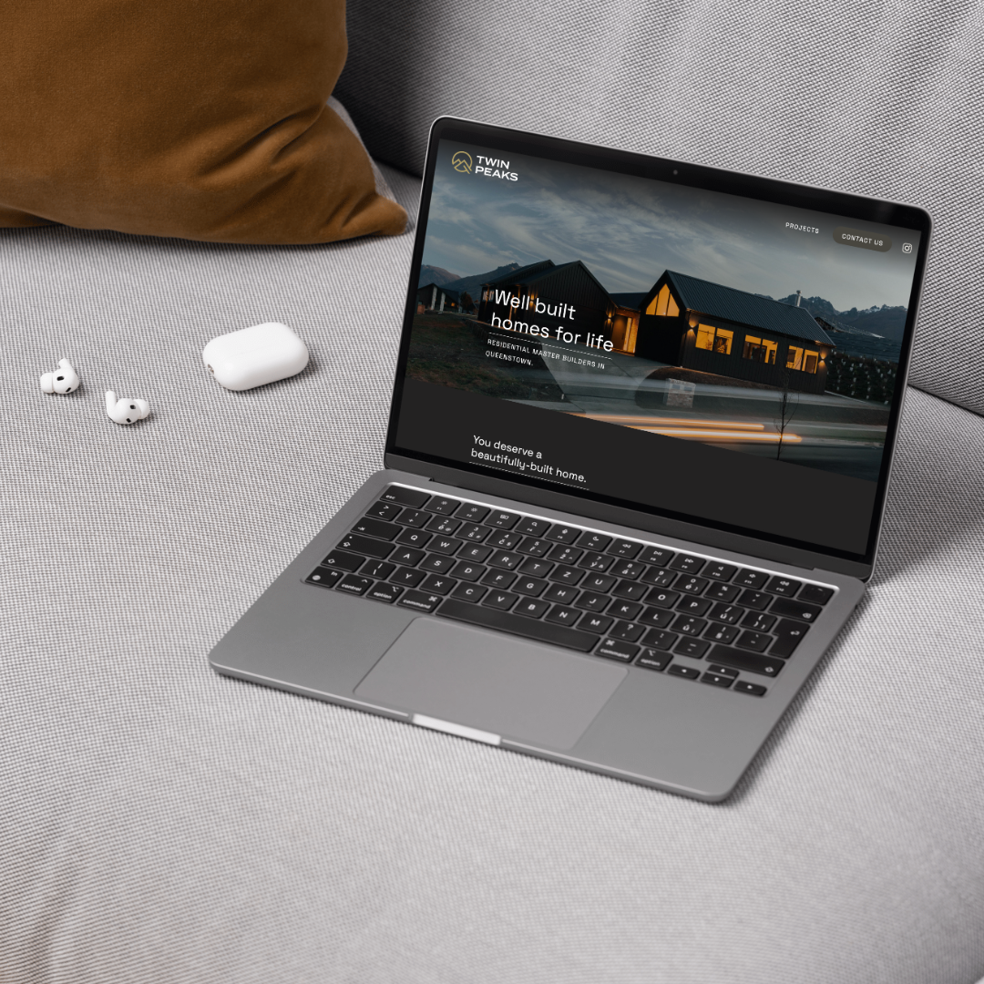 The Twin Peaks Construction website, a Queenstown builders website by Courtney at Kindred.