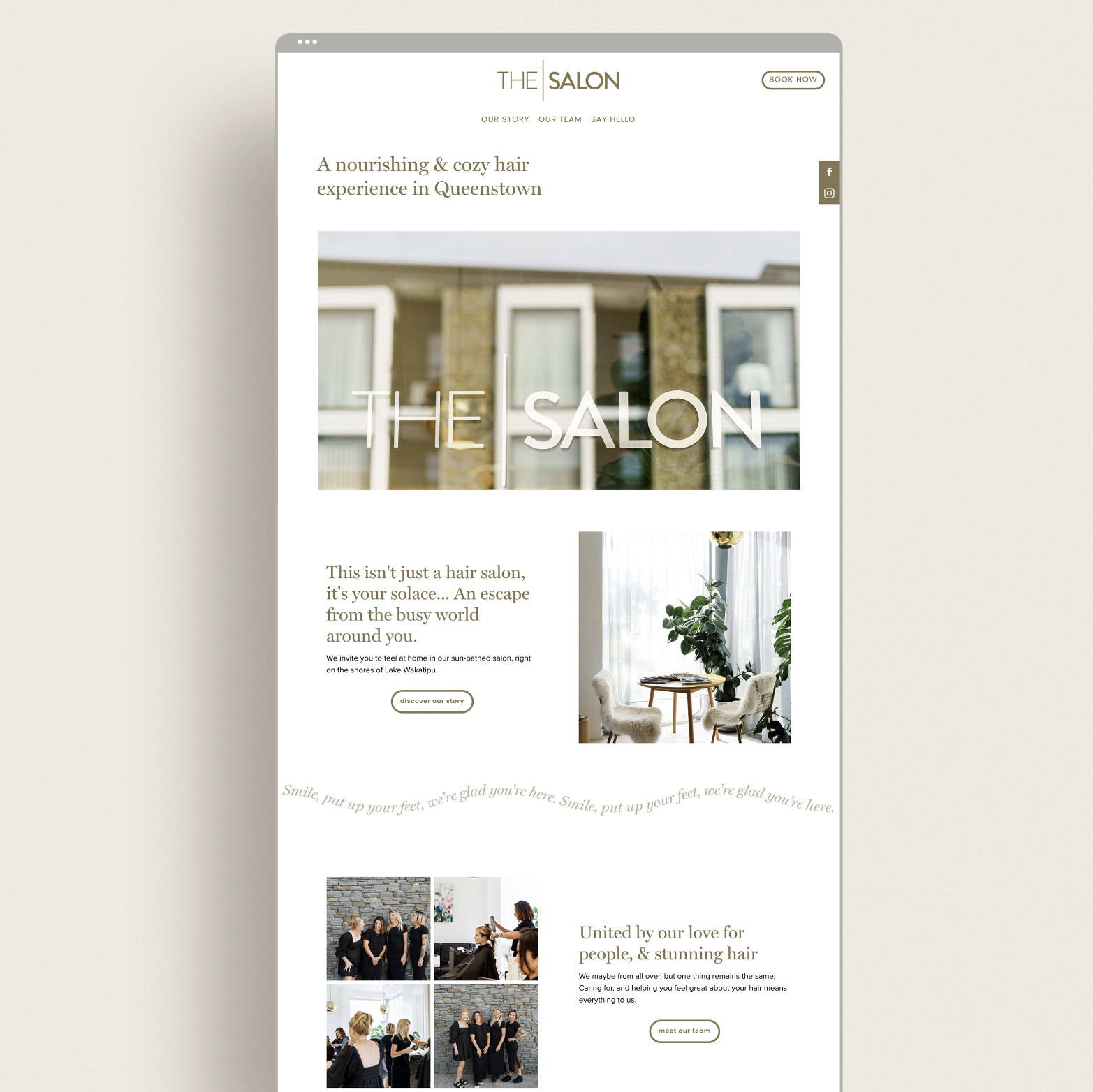 The Salon, a Queenstown hair salon's website designed by Kindred by Courtney.